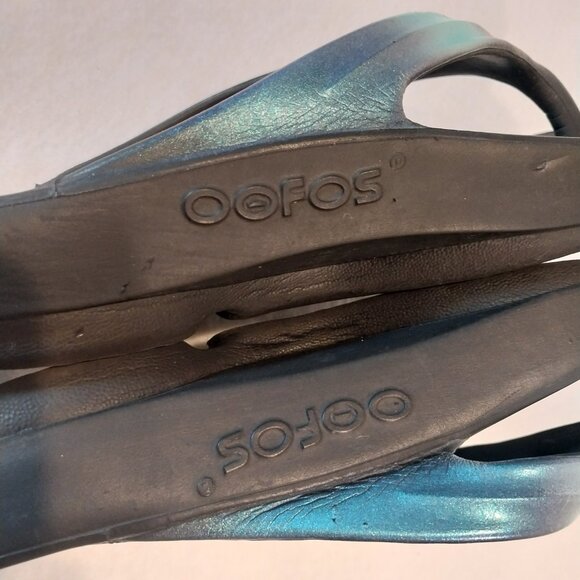 OOFOS Flip Flop Thong Sandal Womens 7 Atlantis Blue OOlala Luxe Recovery - Picture 3 of 11